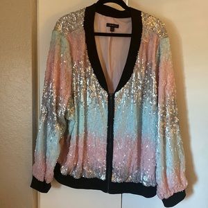 Lane bryant sequin bomber jacket, barbiecore, 26/28